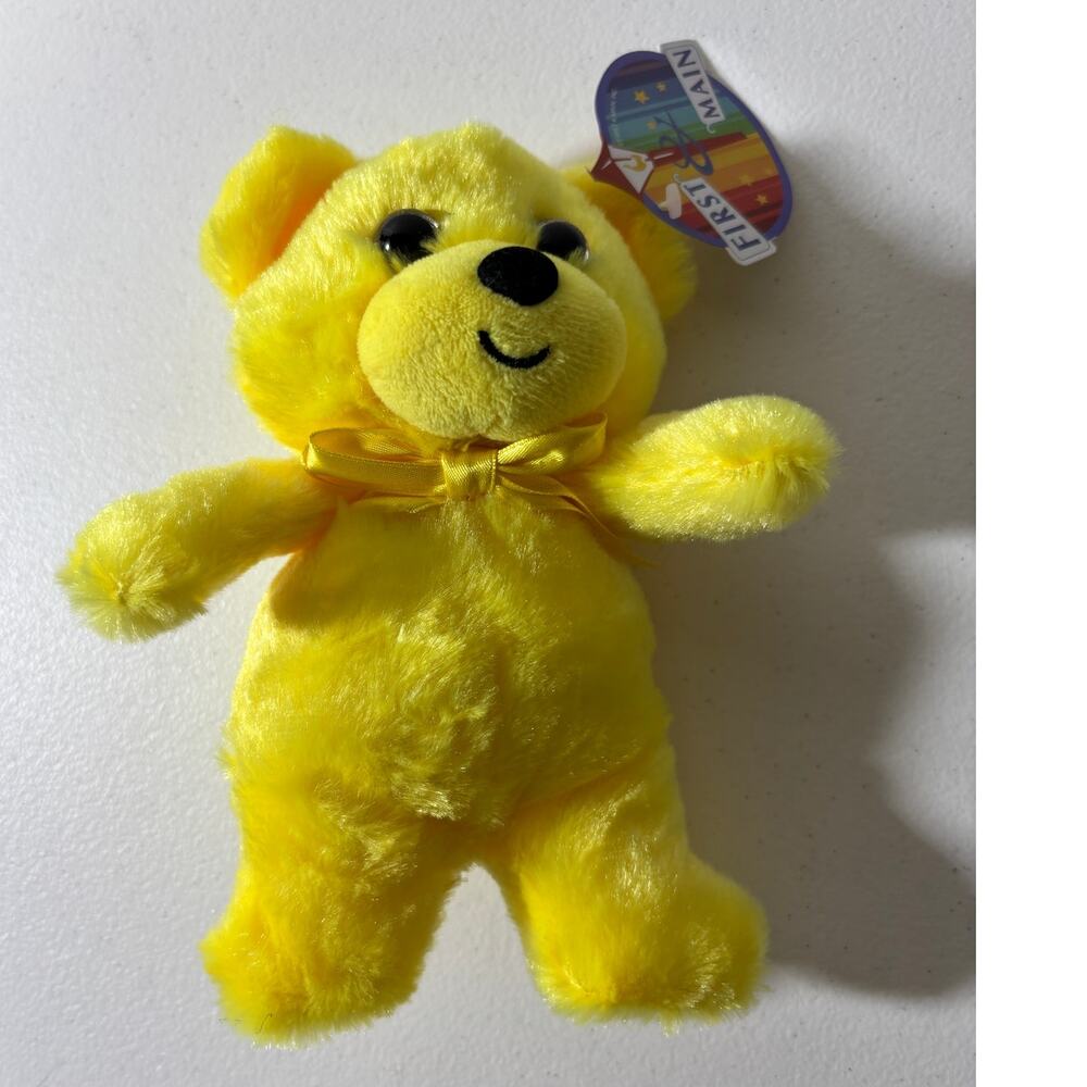 First & Main NWT Rainbow Bears 7" Yellow Teddy Plush 2009 Stuffed Animal #1484